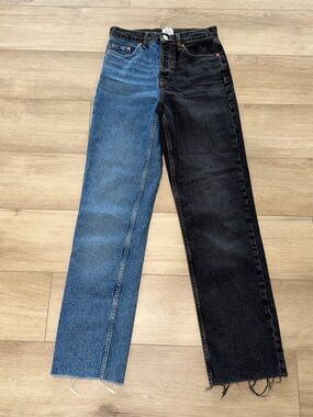 BDG Urban Outfitters PAX Two Tone Jeans Womens W26 L32 Blue Black Straight Leg
